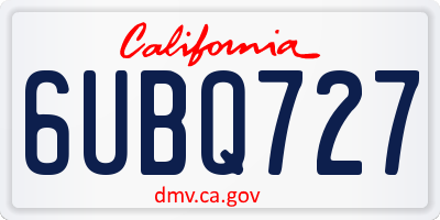 CA license plate 6UBQ727