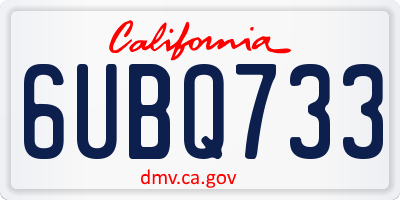 CA license plate 6UBQ733