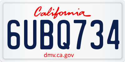 CA license plate 6UBQ734