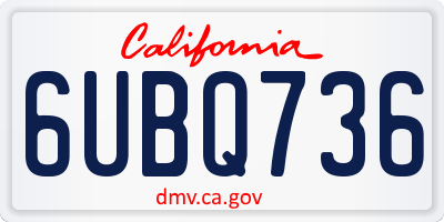 CA license plate 6UBQ736