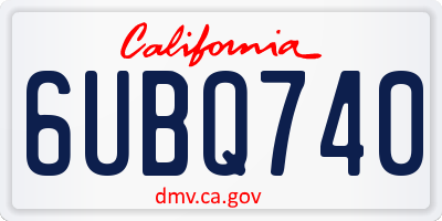 CA license plate 6UBQ740