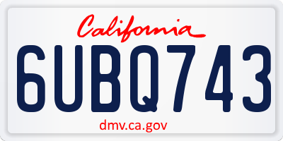 CA license plate 6UBQ743