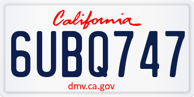 CA license plate 6UBQ747