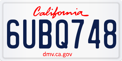 CA license plate 6UBQ748