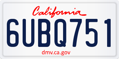CA license plate 6UBQ751
