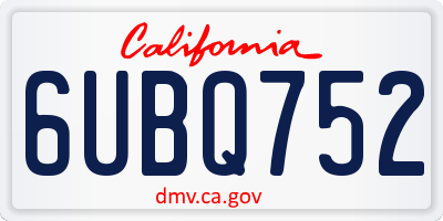 CA license plate 6UBQ752