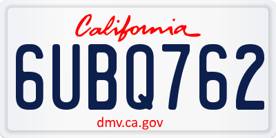 CA license plate 6UBQ762