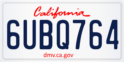 CA license plate 6UBQ764