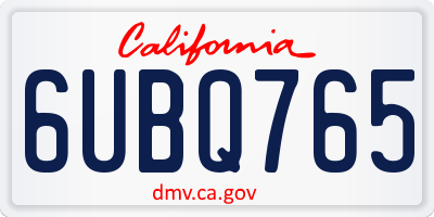 CA license plate 6UBQ765