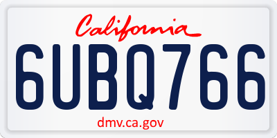 CA license plate 6UBQ766