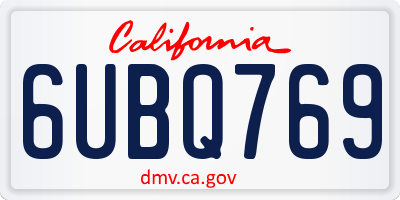 CA license plate 6UBQ769
