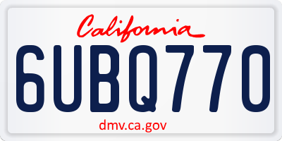CA license plate 6UBQ770