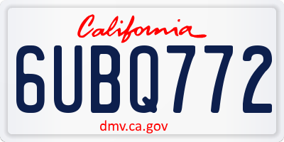 CA license plate 6UBQ772