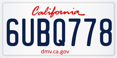 CA license plate 6UBQ778