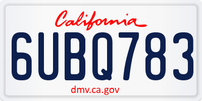 CA license plate 6UBQ783