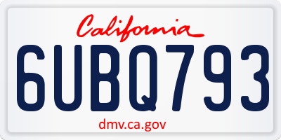 CA license plate 6UBQ793