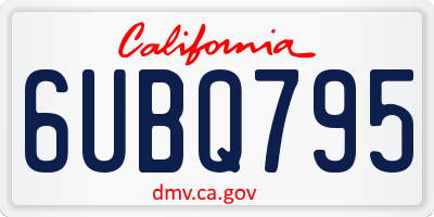 CA license plate 6UBQ795
