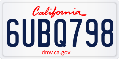 CA license plate 6UBQ798