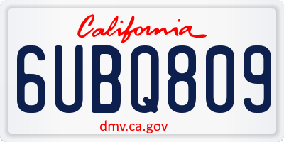 CA license plate 6UBQ809