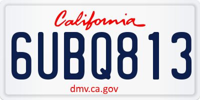 CA license plate 6UBQ813
