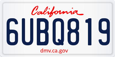 CA license plate 6UBQ819