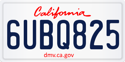 CA license plate 6UBQ825