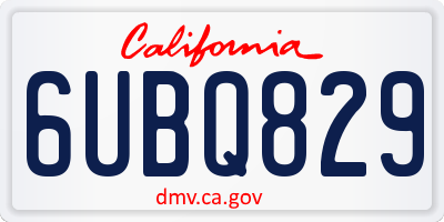 CA license plate 6UBQ829