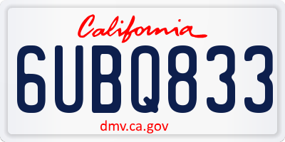 CA license plate 6UBQ833