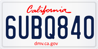 CA license plate 6UBQ840