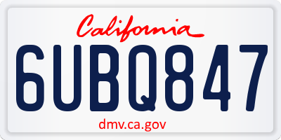 CA license plate 6UBQ847