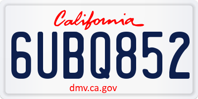 CA license plate 6UBQ852