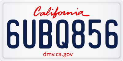 CA license plate 6UBQ856