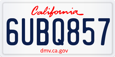 CA license plate 6UBQ857