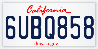 CA license plate 6UBQ858