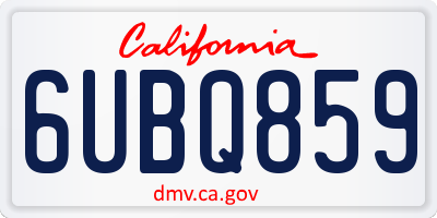 CA license plate 6UBQ859