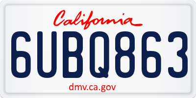 CA license plate 6UBQ863