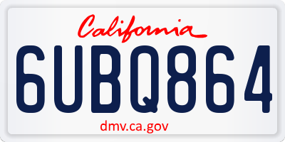 CA license plate 6UBQ864