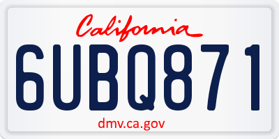 CA license plate 6UBQ871