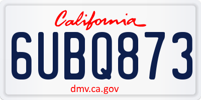 CA license plate 6UBQ873