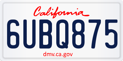 CA license plate 6UBQ875