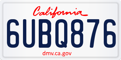 CA license plate 6UBQ876