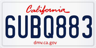 CA license plate 6UBQ883