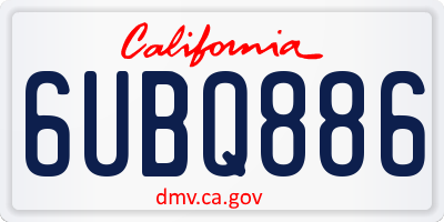 CA license plate 6UBQ886