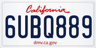CA license plate 6UBQ889