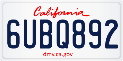 CA license plate 6UBQ892
