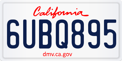 CA license plate 6UBQ895