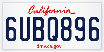 CA license plate 6UBQ896
