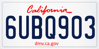 CA license plate 6UBQ903