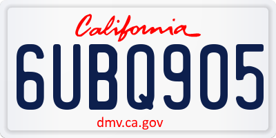 CA license plate 6UBQ905