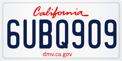 CA license plate 6UBQ909